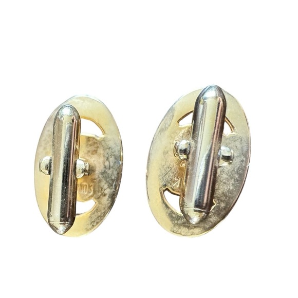 Vintage Gold with Blue jewels Swank Cufflinks - Picture 5 of 6